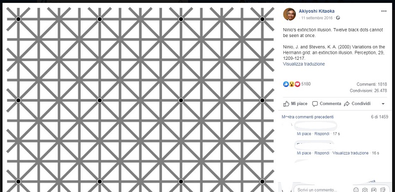 Illusione ottica di Ninio: quanti puntini vedi nella foto?
